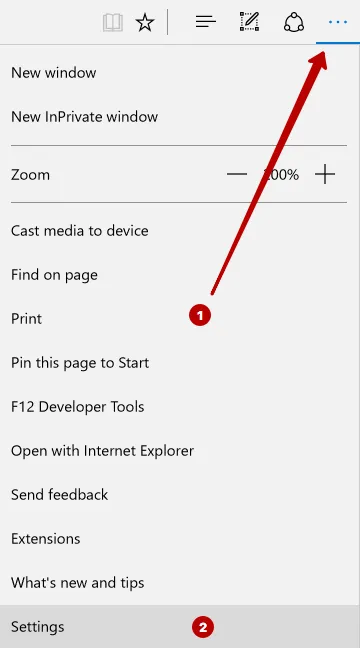 Settings Microsoft Edge