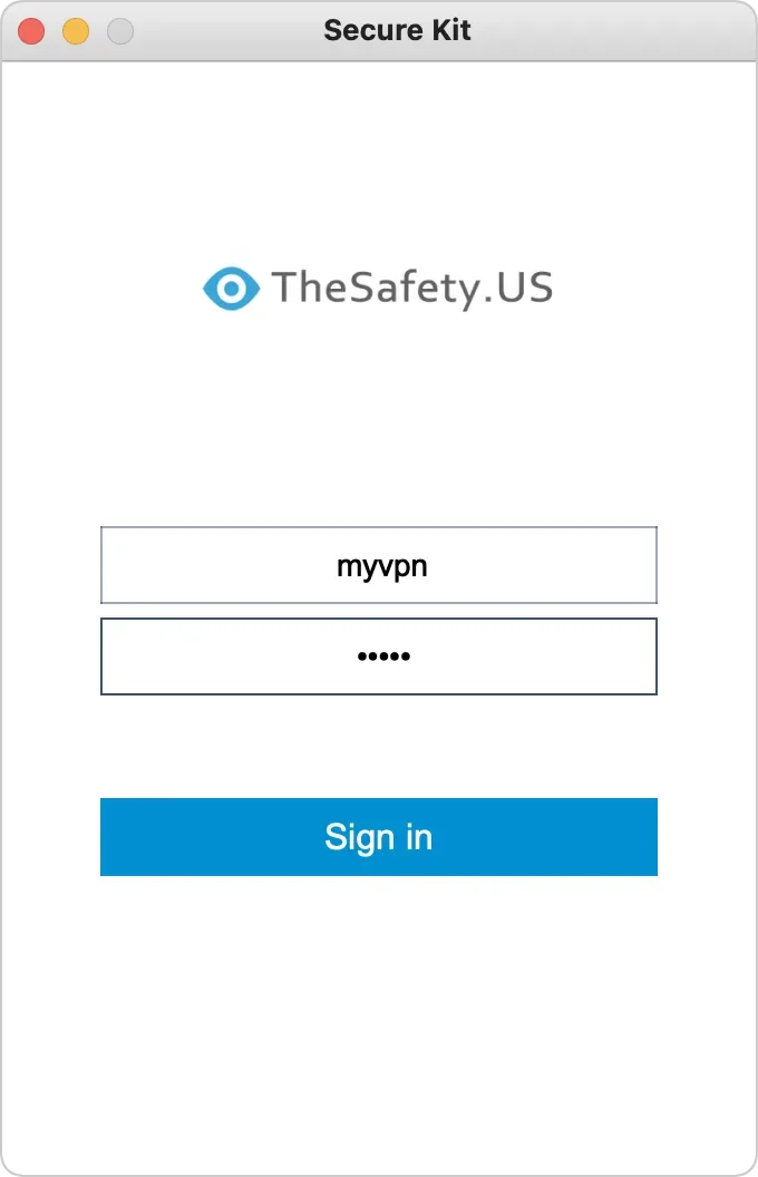 Login to your account in Secure Kit on macOS