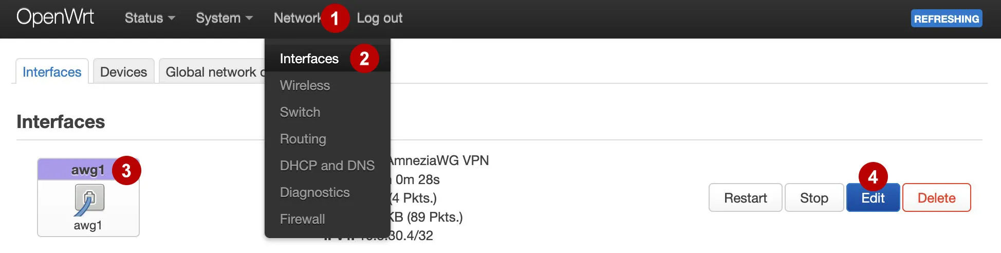 Edit AmneziaWG interface on an OpenWRT router