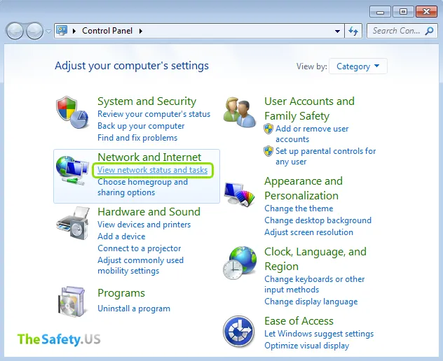 How to hide DNS - View Network status and tasks